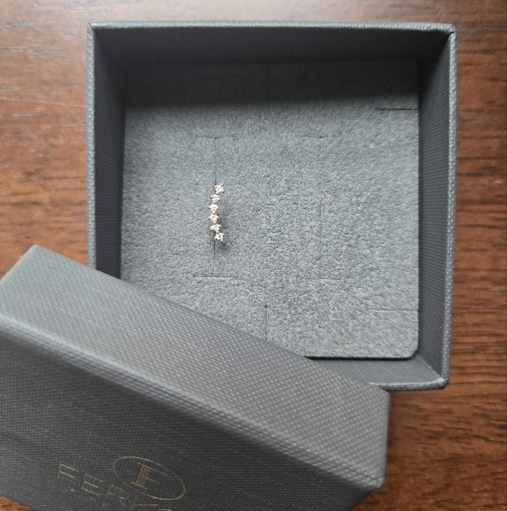 .10ct Diamond & 14k Yellow Gold Screw Back Earring/stud By Ferko Fine Jewlery
